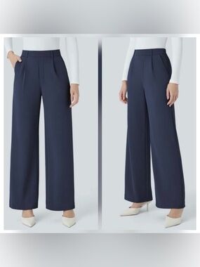 Halara Flex high waisted wide-leg stretch work pants Navy Blue size SP